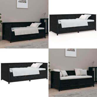 vidaXL Dormeuse Nera 75x190 cm in Legno Massello di Pino - Letto in legno massello - Divano in legno