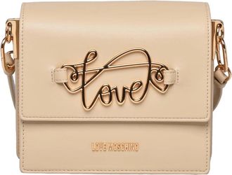 Love Moschino Structured Beige Shoulder Bag With Metallic Detail