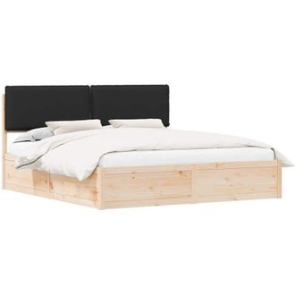 vidaXL Estructura De Cama Con Cabecera Tapizada Negro 180 X 200 Cm Vidaxl