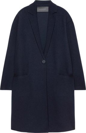 Elena Miro Dubbele wollen jas - Dames - Mantel - Blauw - S - Wol - Jassen