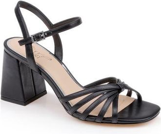 Badgley Mischka Patience Ankle Strap Sandal in Black Leather at Nordstrom, Size 9.5