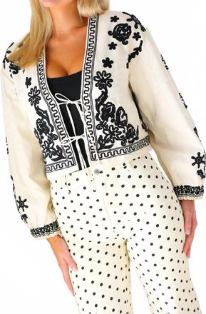 Elan Embroidered Tie Front Jacket In Natural