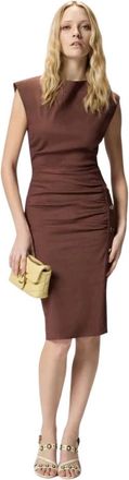 Pinko Alissa Dress - Dames - Korte kleedjes - Bruin - XL - Linnen - Kleedjes