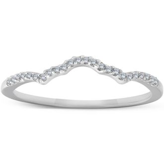 Pompeii3 1/8 Ct Diamond Contoured Womens Wedding Anniversary Ring 14k White Gold Band