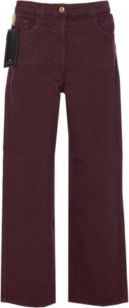 Elisabetta Franchi Wijde broek - Dames - Wijde Broeken - Rood - W29 - Katoen - Broeken