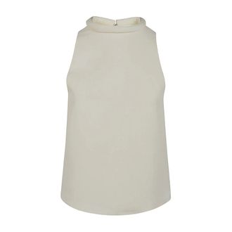 Loulou Studio Niron Top met Ronde Kraag zonder Mouwen - Dames - Tops - Wit - Maat: XS