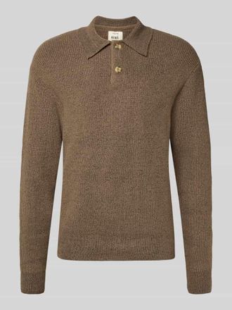 Redefined Rebel Strickpullover mit Polokragen Modell NIXON in Mittelbraun Mel, Gr&ouml;&szlig;e M