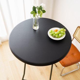OEM 1 Funda Redonda Impermeable Para Mesas Auxiliares De Exterior - Mantel De Vinilo Para Comer En La Terraza - 60 Cm - Negro