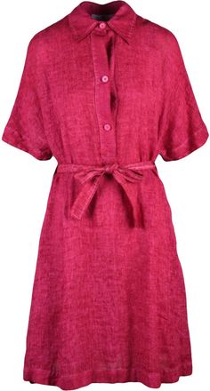 Anna Seravalli Fuchsia Linen Chemise Dress