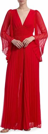Alice & Olivia Bennet Pleated Jumpsuit In Bright Red