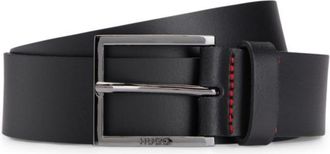 HUGO BOSS Smooth-leather belt with brushed-silver buckle
