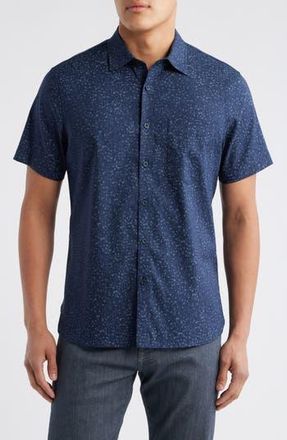 Nordstrom Ditsy Print Short Sleeve Stretch Button-Up Shirt in Navy Spring Ditsy at Nordstrom Rack, Size Xx-Large