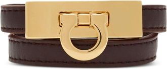 Ferragamo Gancini double twist bracelet - women - Lambskin/Brass - One Size - Brown