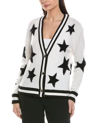 Alice & Olivia Alice + Olivia Bradley Fuzzy Star Intarsia Wool-Blend Cardigan