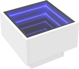 vidaXL Mesita de noche con led Infinity blanca 40x40x30 cm Vidaxl