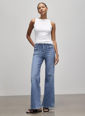 7 For All Mankind Womens Dojo modern patch-pocket jean Fit: flared leg, mid-rise waist