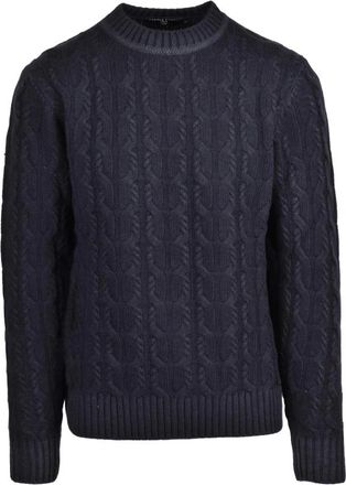 Daniele Fiesoli Truien & Vesten, Heren, Zwart, XL, Wol, Maglione Intrecciato Girocollo