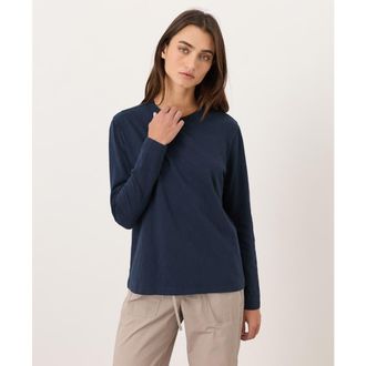 Pact Organic Cotton Soft-Slub Essential Crewneck Long Sleeve Tee in Navy at Nordstrom, Size Xx-Large