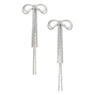 Self Portrait Crystal Bow Pearl Back Oorbellen - Dames - Oorbellen - Grijs - ONE Size - Accessoires