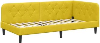 vidaXL Corner Bed Frame with Headboard Yellow 90 x 200 cm Velvet vidaXL