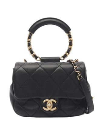 Chanel 2019 Mini Quilted Lambskin In The Loop Flap Bag satchel - Black