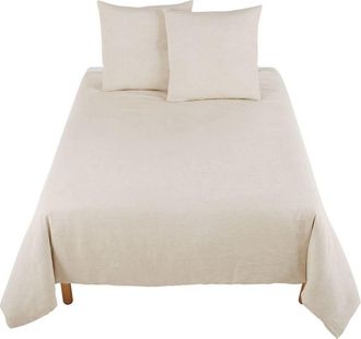 Maisons du monde Juego de cama de lino lavado beige 240x260