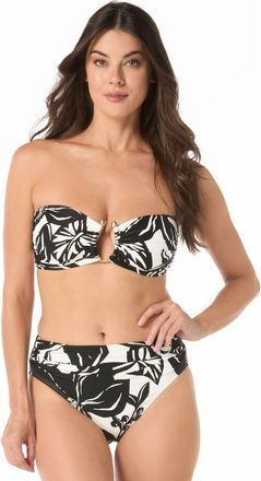 Carmen Marc Valvo U-Ring Bandeau Bikini Top in Black/white at Nordstrom, Size X-Large