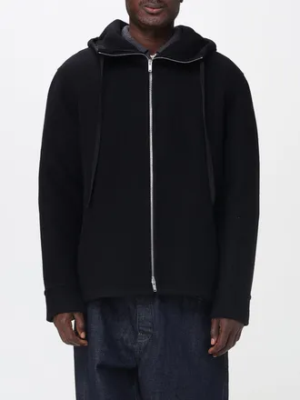 Jil Sander Virgin Wool Hooded Sweatshirt with Zip Closure