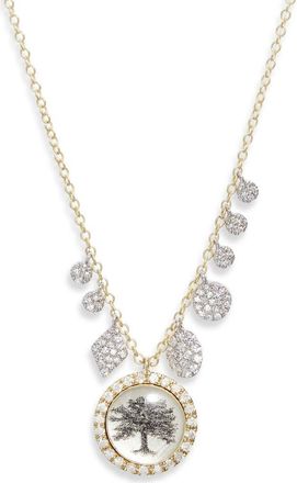 Meira T Lithograph & Diamond Two-Tone Pendant Shaker Necklace in Yellow at Nordstrom, Size 18