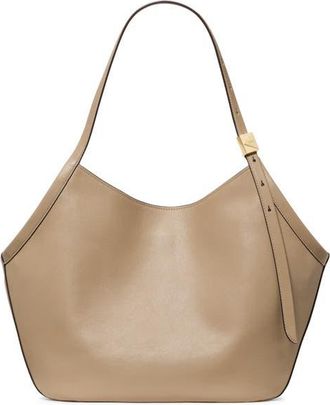 Kate Spade New York Deco Fine Grain Leather Tulip Tote in Timeless Taupe at Nordstrom