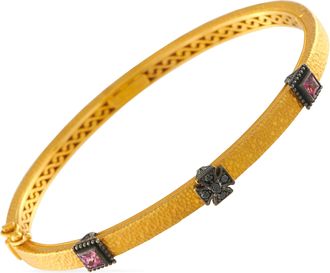 Konstantino 18K Yellow Gold Black Diamond and Tourmaline Bangle Bracelet KS06-050426