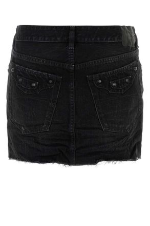 Balenciaga Womens Black Denim Mini Skirt Fade Out Exterior: Cotton Gonne