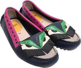 Fendi Fendi Womens Leather Monster Bugs Driver Loafer (Authentic Pre-Loved)