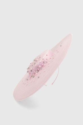 Karen Millen Womens Scattered Pearl Detail Boater Style Fascinator - Pink - One Size