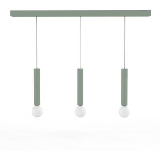 Lumicom Puro Sospensione Binario, 3X E27, max 42W, metallo, verde iceberg, D.4cm H.40cm - Lumicom