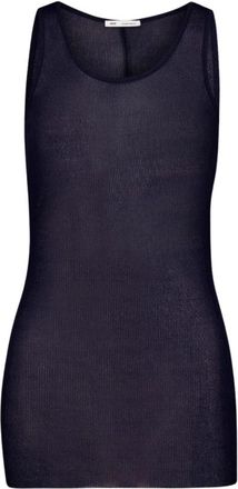 Ami Blauwe Tanktop met Tonal Stitching - Dames - Tops zonder mouwen - Blauw - S - Tops