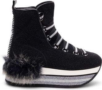 Hogan Fur-Trimmed Platform Boots