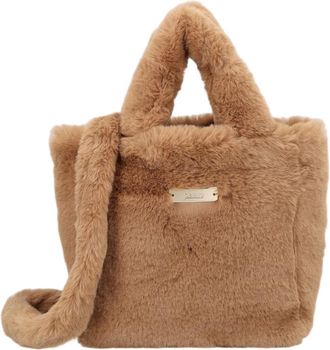 Herno Beige Rectangular Plush Polyester Shoulder Bag