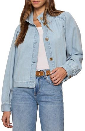 Sanctuary Puff Shoulder Denim Jacket in Whisper at Nordstrom, Size X-Large