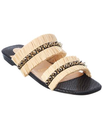 Christian Louboutin Marivodou Raffia & Leather Sandal