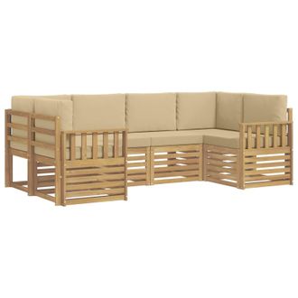 vidaXL Conjunto De Sof&aacute;s De Exterior 5 Pcs Blanco Y Beige Vidaxl