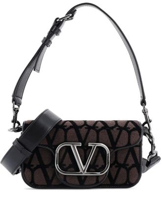 Valentino Garavani VLogo Loco Flap Shoulder Bag Toile Iconograph Fabric Small hobo bag - Bruin