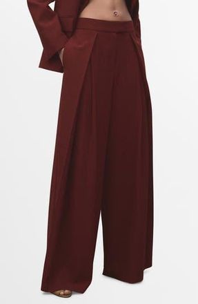 Mango Inverted Pleat Wide Leg Pants in Dark Orange at Nordstrom Rack, Size 6