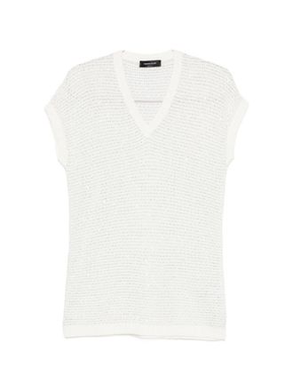 Fabiana Filippi White Knitted V Neck T-Shirt