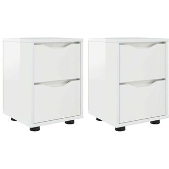 vidaXL Mesas De Noche Con Caj&oacute;n 2 Pcs Brillante 30,5 X 30 X 43 Cm Vidaxl