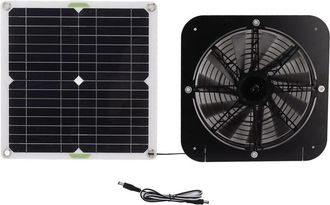 OEM Kit De Ventilador Solar Redondo De 13,5 Pulgadas Y 100 W Con Refrigeraci&oacute;n Eficiente Para Invernaderos, Gallineros Y Perreras