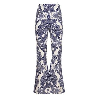 Etro Jacquard Motief Gebreide Flared Broek - Dames - Wijde Broeken - Blauw - S - Polyester - Broeken