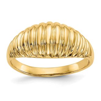 Diamond2Deal 14k Yellow Gold High Polished Ribbed Dome Ring