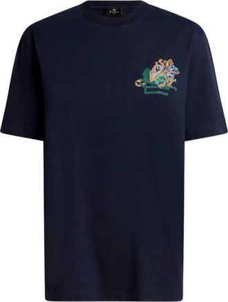 Etro T-shirt con logo ricamato - Blu