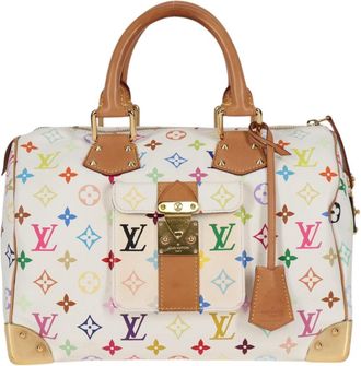 Louis Vuitton Speedy 30 White Canvas Handbag (Pre-Owned)